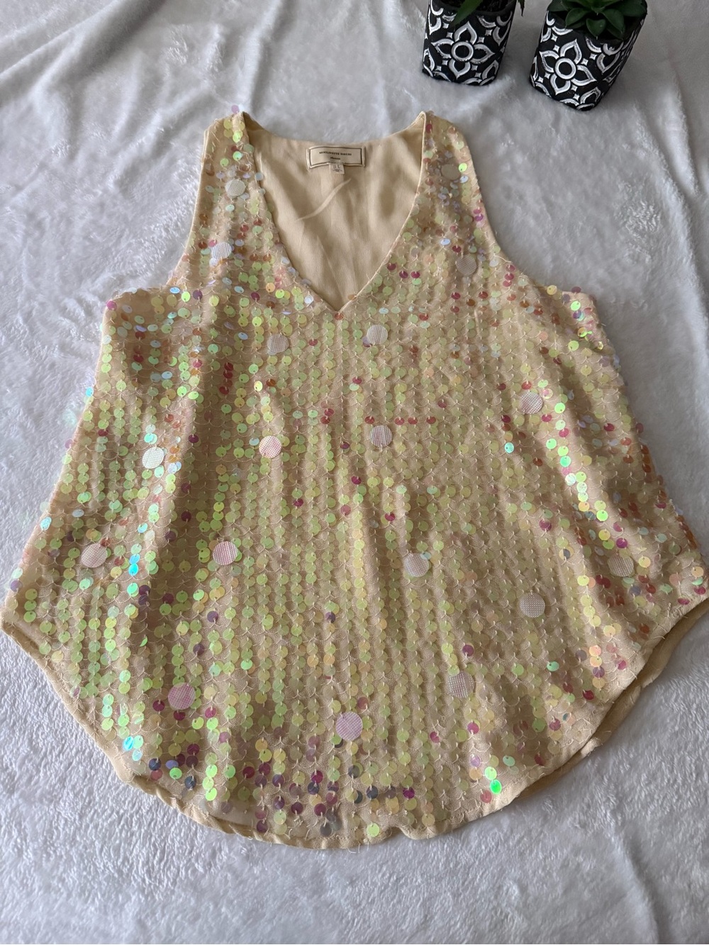 Moulinette Soeurs Champagne Sequins Swing Tank Top Size 2 Anthropologie